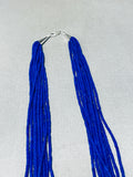 Tubes Of Lapis!! Authentic Native American Navajo Sterling Silver Necklace-Nativo Arts