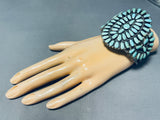 Heavy Vintage Native American Navajo Turquoise Cluster Sterling Silver Bracelet Cuff Old-Nativo Arts