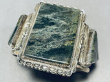Moss Agate Very Rare Vintage Native American Navajo Sterling Silver Bracelet Cuff-Nativo Arts