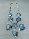 Gasp!! Vintage Native American Navajo Denim Lapis Sterling Silver Necklace Earrings Set-Nativo Arts