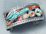 Best Vintage Native American Navajo Victor Moses Begay Turquoise Inlay Sterling Silver Bracelet