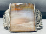 One Of The Best Ever Vintage Native American Navajo Squared foggy Agate Sterling Silver Bracelet-Nativo Arts
