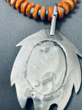 Rare Vintage Santo Domingo Orange Shell Sterling Silver Necklace