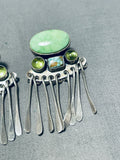 Luminous Native American Navajo Signed Turquoise Gaspeite Sterling Silver Pendants Earrings-Nativo Arts