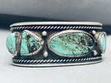 Green Basalt Turquoise!! Vintage Native American Navajo Sterling Silver Bracelet-Nativo Arts