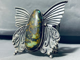 184 Grams!! Native American Navajo Green Turquoise Sterling Silver Butterfly Bracelet!-Nativo Arts
