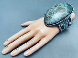 Monster 166 Grams Vintage Native American Navajo Green Turquoise Sterling Silver Bracelet-Nativo Arts