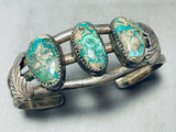 Very Rare Cnadelaria Turquoise Vintgae Native American Navajo Sterling Silver Bracelet-Nativo Arts