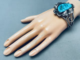 Museum Vintage Native American Navajo Carico Lake Turquoise Sterling Silver Bracelet Old-Nativo Arts