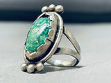 Fabulous Vintage Native American Navajo Cerrillos Turquoise Sterling Silver Ring-Nativo Arts