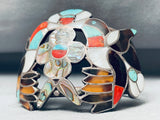 The Best Vintage Zuni Hummingbid Turquoise Inlay Sterling Silver Bracelet-Nativo Arts