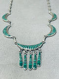 Rare Native American Zuni Malachite Sterling Silver Necklace-Nativo Arts