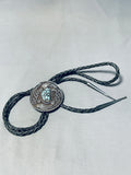 Important Vintage Native American Navajo Old Kngman Turquoise Sterling Silver Bolo Tie-Nativo Arts