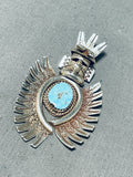 Nelson Morton Native American Navajo Morenci Turquoise Sterling Silver Swivel Kachina Pendant-Nativo Arts
