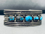 Immense Vintage Native American Navajo 5 Bisbee Turquoise Sterling Silver Heavy Bracelet-Nativo Arts