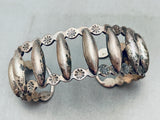 Very Old Vintage Native American Navajo Ornate Sterling Silver Bracelet Cuff-Nativo Arts