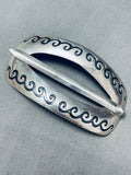 Wave Pattern Vintage Native American Navajo Sterling Silver Hair Barrette