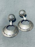 Fabulous Vintage Native American Navajo Sterling Silver Dangle Earrings-Nativo Arts