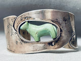 Hand Carved Vintage Turquoise Animal Sterling Silver Bracelet Cuff-Nativo Arts