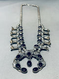 Exceptional Vintage Native American Navajo Black Onyx Sterling Silver Squash Blossom Necklace-Nativo Arts