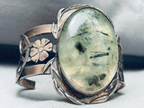Very Rare 95 Gram Vintage Prehnite Sterling Silver Heavy Bracelet Cuff-Nativo Arts