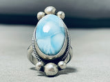 Stunning Native American Navajo Larimar Sterling Silver Huge Ring-Nativo Arts
