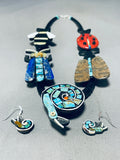 Native American Fab Important Santo Domingo Bug Inlay Sterling Silver Necklace-Nativo Arts