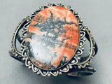 Huge Vintage Native American Navajo Petrified Wood Sterling Silver Bracelet-Nativo Arts