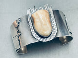 Detailed Vintage Southwest Face Sterling Silver Bracelet Cuff-Nativo Arts
