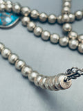 Jesse Monongye (D.) Important Hopi Vintage Sterling Silver Turquoise Necklace-Nativo Arts