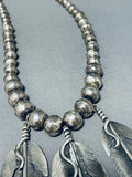 The Most Grand Vintage Native American Navajo Feather Sterling Silver Necklace-Nativo Arts
