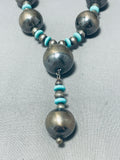 One Of The Most Unique Vintage Native American Navajo Turquoise Sterling Silver Ball Necklace-Nativo Arts