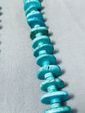 222 Grams Heavy Turquoise Disc Vintage Native American Navajo Heishi Necklace