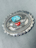 Superlative Vintage Native American Navajo Sleeping Beauty Turquoise Sterling Silver Buckle-Nativo Arts