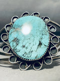 Beautiful Vintage Native American Navajo Blue Diamond Turquoise Sterling Silver Bracelet-Nativo Arts