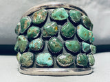 Native American 125 Grams Museum Vintage Green Turquoise Sterling Silver Bracelet-Nativo Arts