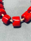 Chunks Of Tubule Coral Native American Navajo Tan Heishi Sterling Silver Necklace-Nativo Arts