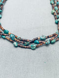 Quality Authentic Vintage Native American Navajo Turquoise Heishi Sterling Silver Necklace-Nativo Arts