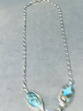 Beautiful Native American Navajo Bisbee Turquoise Sterling Silver Necklace-Nativo Arts