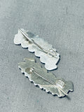 Native American Turquoise Wings Vintage Zuni Sterling Silver Earrings-Nativo Arts
