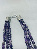 Native American Gasp! Rare Rounded Purple Amethyst Sterling Silver Tube Necklace-Nativo Arts