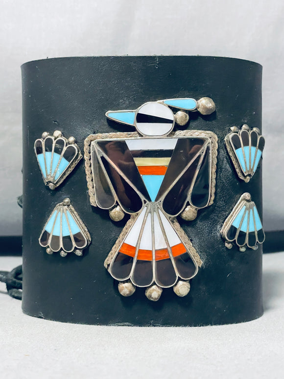 Magnificent Vintage Native American Zuni Sleeping Beauty Turquoise Sterling Silver Bowguard-Nativo Arts