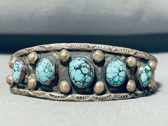 Magnificent Vintage Native American Navajo Spiderweb Turquoise Sterling Silver Bracelet-Nativo Arts