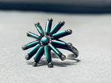 Sun Ray Turquoise Early 1900's Vintage Native American Zuni Sterling Silver Ring Old-Nativo Arts