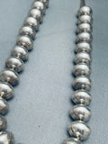 Rare Signed Vintage Native American Navajo Hand Tooled Sterling Silver Bead Necklace-Nativo Arts