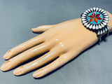 6 Inch Wrist Vintage Native American Zuni Inlay Vintage Turquoise Sterling Silver Bracelet-Nativo Arts