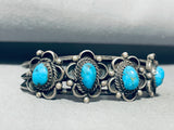 Signed Vintage Native American Navajo Morenci Turquoise Sterling Silver Bracelet-Nativo Arts