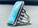 Brilliant Vintage Native American Navajo Sky Blue Turquoise Sterling Silver Ring-Nativo Arts