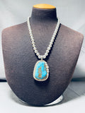 Gigantic Native American Navajo Morenci Turquoise Sterling Silver Necklace-Nativo Arts