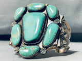 Massive Vintage Native American Navajo Turquoise Cluster Sterling Silver Bracelet-Nativo Arts